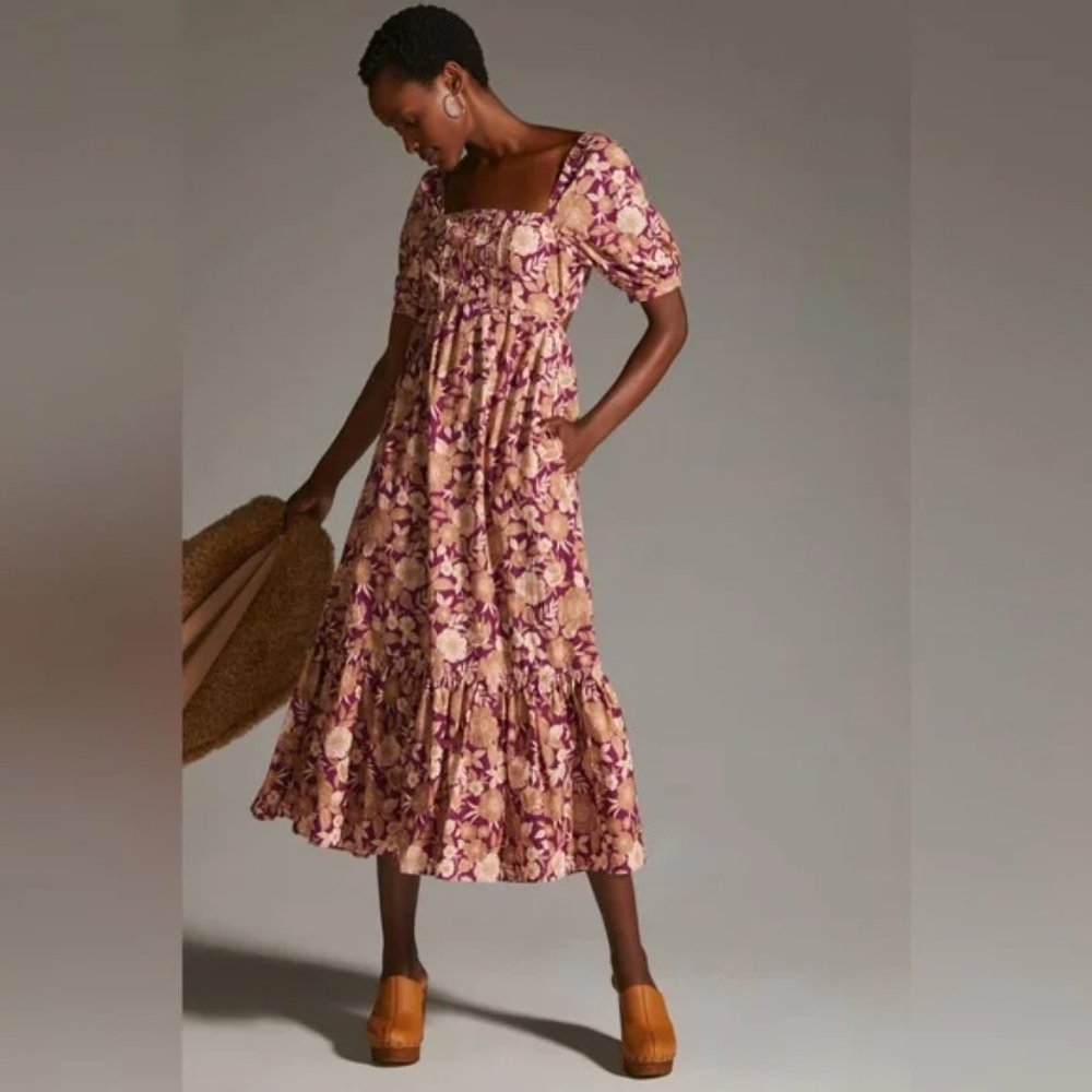 HP 🎉 NWT Favorite Daughter The Mirka Vintage Multi Floral Print Midi Dress - Picture 2 of 14